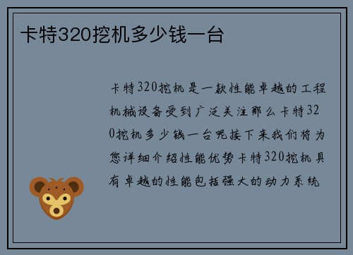 卡特320挖机多少钱一台