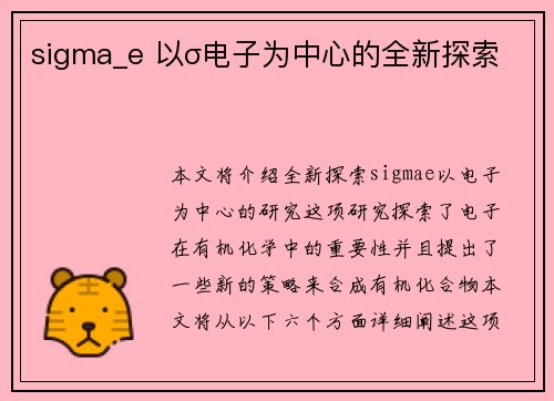 sigma_e 以σ电子为中心的全新探索